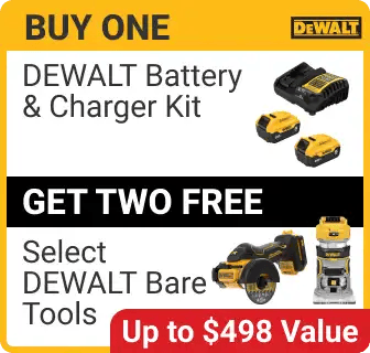 BOGA - Buy DeWalt 20V Battery Kit, Get (2) select Bare Tools Free, up to $498 value