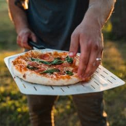 Pizza on Ooni 14'' perforated pan