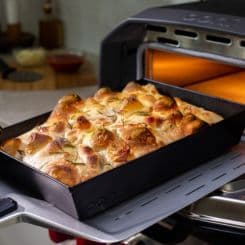 Fluffy pizza dough coming out of oven