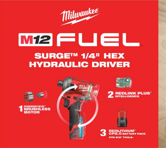 Milwaukee M12 Fuel Surge 1/4 Hex Hydraulic Driver