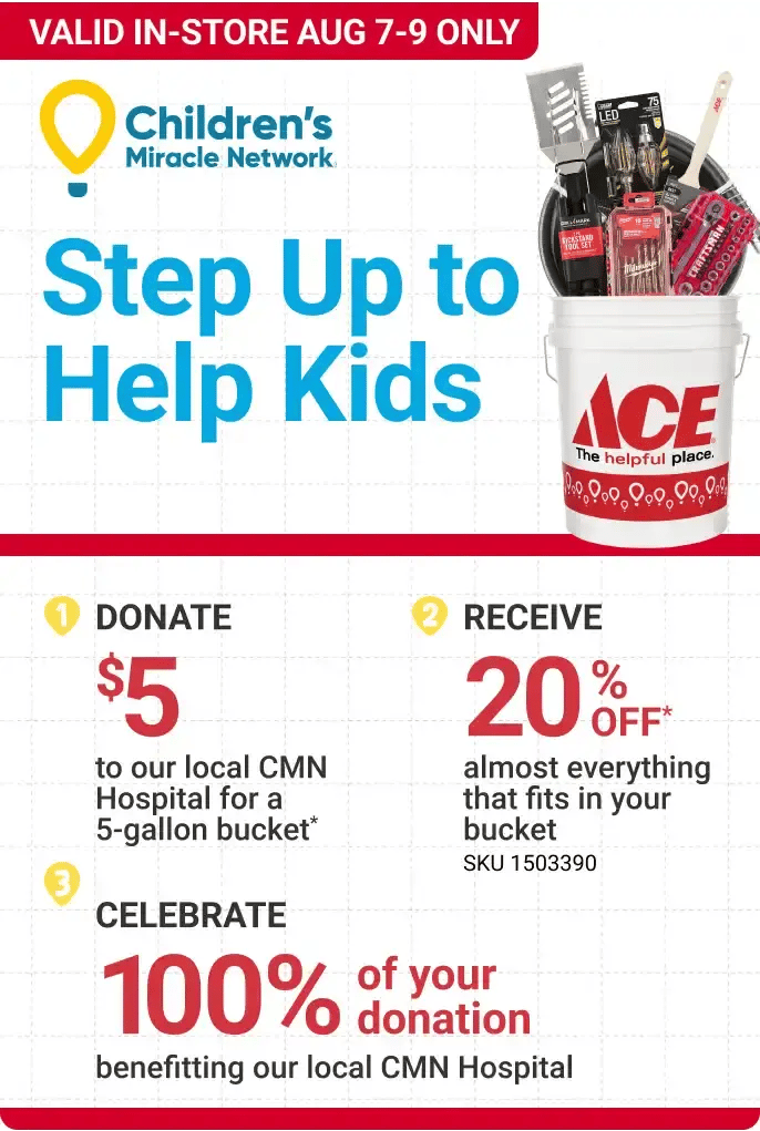 CMN bucket sale, valid in-store Aug 7-9 only,