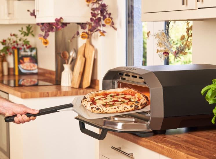  Pizza coming out of Ooni Electric volt oven