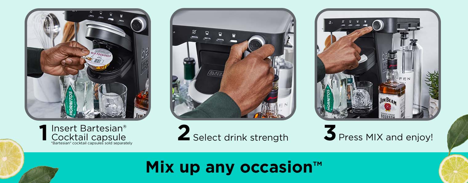 bev by BLACK+DECKER Cocktail Maker Machine and Drink Maker for Bartesian  capsules (BEHB101) Medium