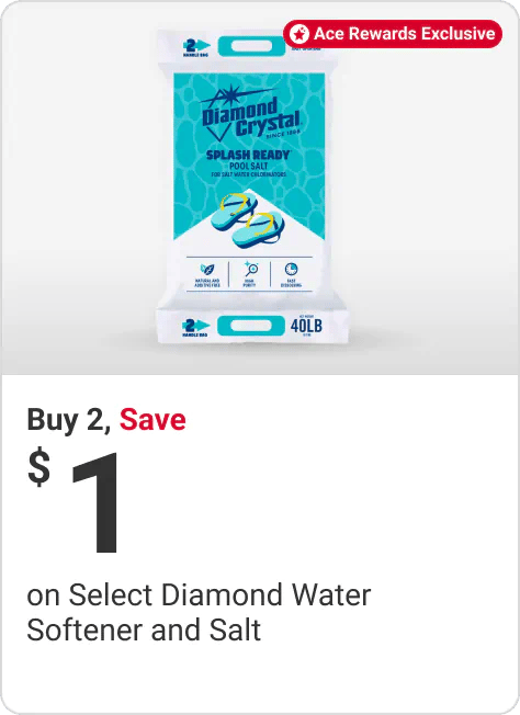 Ace Rewards Members Buy 2 Save $1 on Select Diamond Water softener and Salt