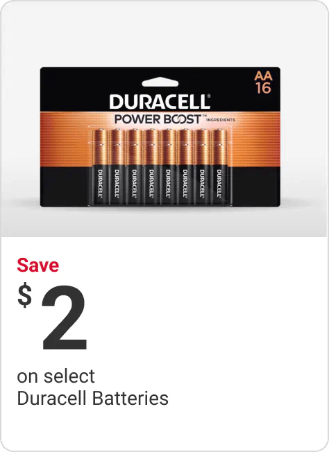 Save $2 on select Duracell Batteries