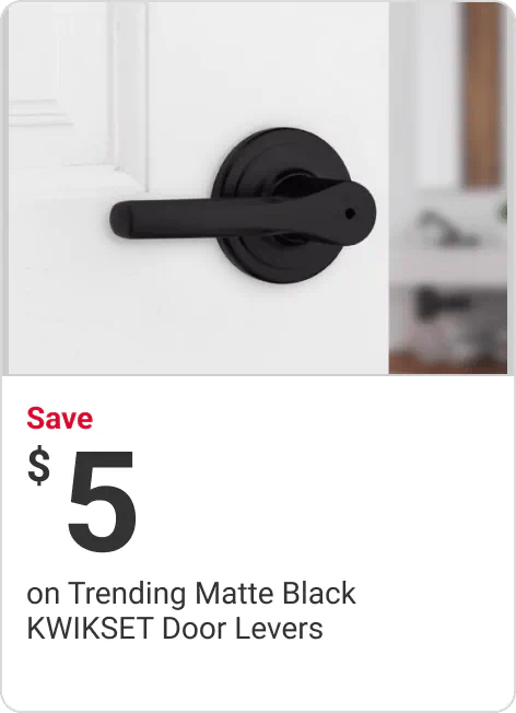 Save $5 on Trending Matte Black KWIKSET Door Levers