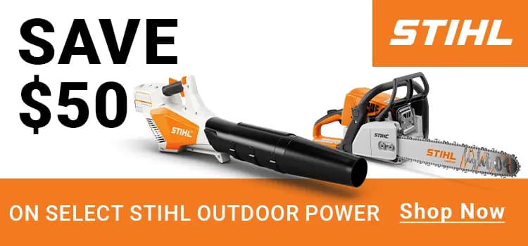 save $50 on select Stihl outdoor power