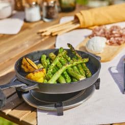 Veggies roasting in Ooni black grizzler pan