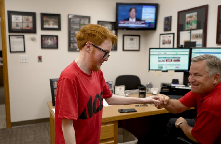 Cole and Steve Fist Bump