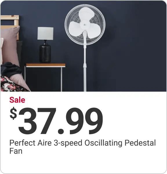 Sale $37.99 Perfect Aire 3-speed Oscillating Pedestal Fan