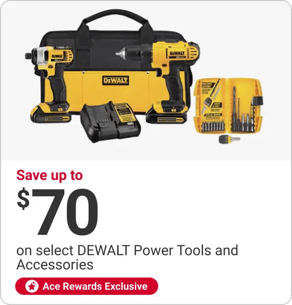 Save up to $70 on select DEWALT Power Tools and Accessories, Ace Rewards Exclusive