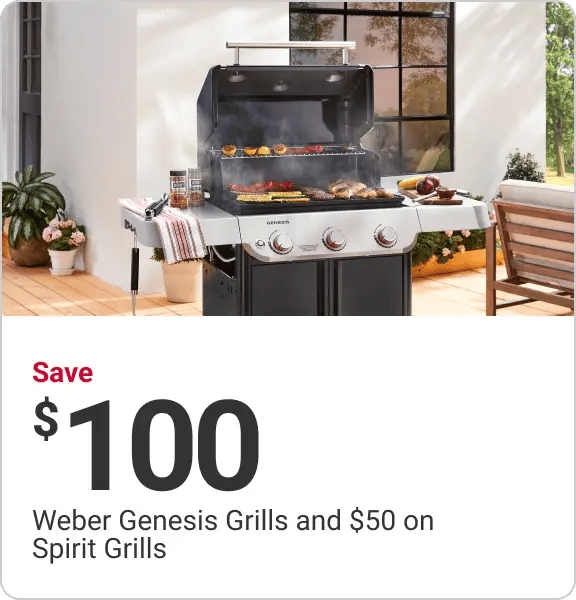 Save $100 Weber Genesis grills and $50 on Spirit Grills