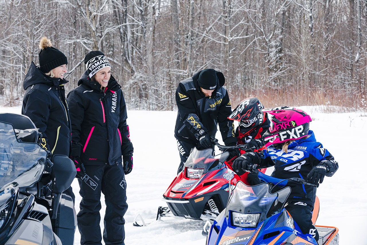 family snowmobiling