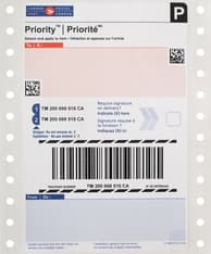 Commercial Priority-TM shipping barcoded label with address - package of 50