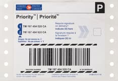 Commercial Priority-TM shipping barcoded label without address - package of 50