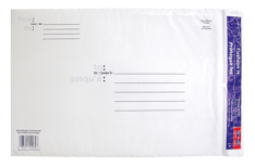 Paquet de 25 enveloppes no 4 matelassées avec dimensions, 2 logos de Postes Canada et image d’enveloppe matelassée ouverte