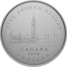 The coin’s reverse is an engraved representation of an early pencil sketch of the 1939 silver dollar designed by artist Emanuel Hahn (1881-1957).