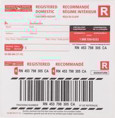 Registered Mail labels - domestic - pack of 100