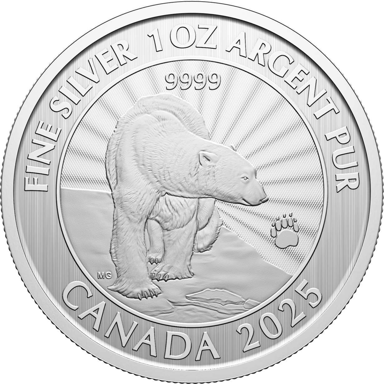 $5 1 oz. 99.99% Pure Silver Coin - The Majestic Polar Bear