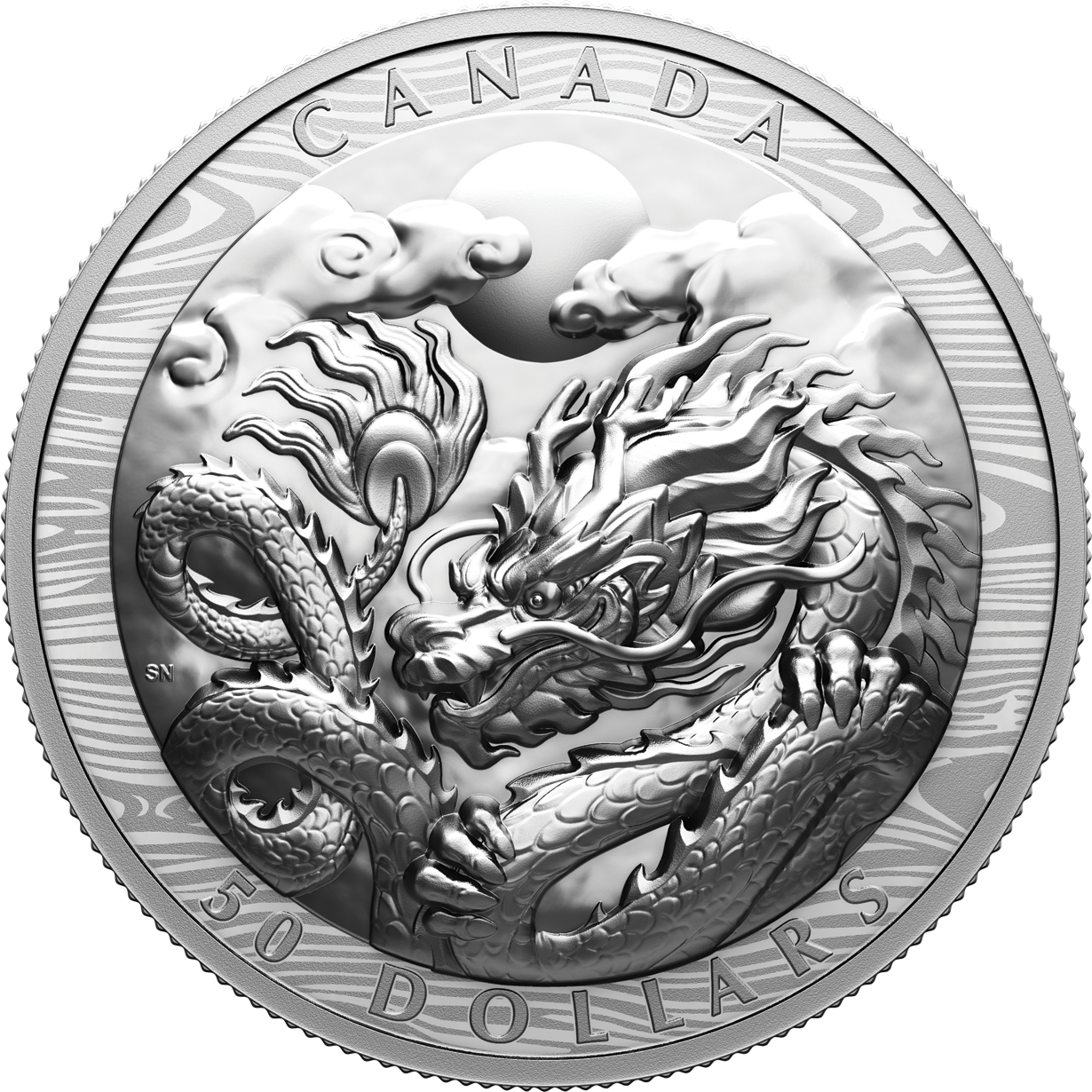 50 Pure Silver Coin Year of the Dragon 2024 Canada Post