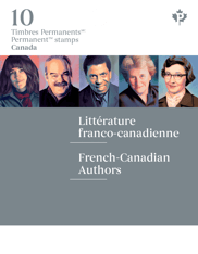 Booklet cover, “French-Canadian Authors,” illustrations Marie-Claire Blais, Jean Marc Dalpé, Dany Laferrière, Antonine Maillet, Marguerite-A. Primeau.