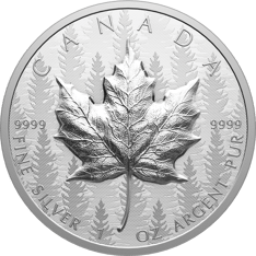 The coin’s reverse features Walter Ott’s Silver Maple Leaf (SML) bullion design, struck in ultra-high relief.