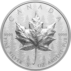 The coin’s reverse features Walter Ott’s Silver Maple Leaf (SML) bullion design, struck in ultra-high relief. 