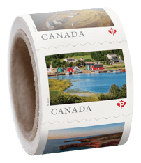 &quot;Far and Wide&quot; stamp coil. Stamp image is a French River fishing village in Prince Edward Island.