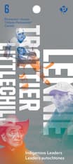 Couverture du carnet avec images et noms des leaders sur fond gris. Texte « Leaders autochtones », « Timbres permanents » et « Canada ».