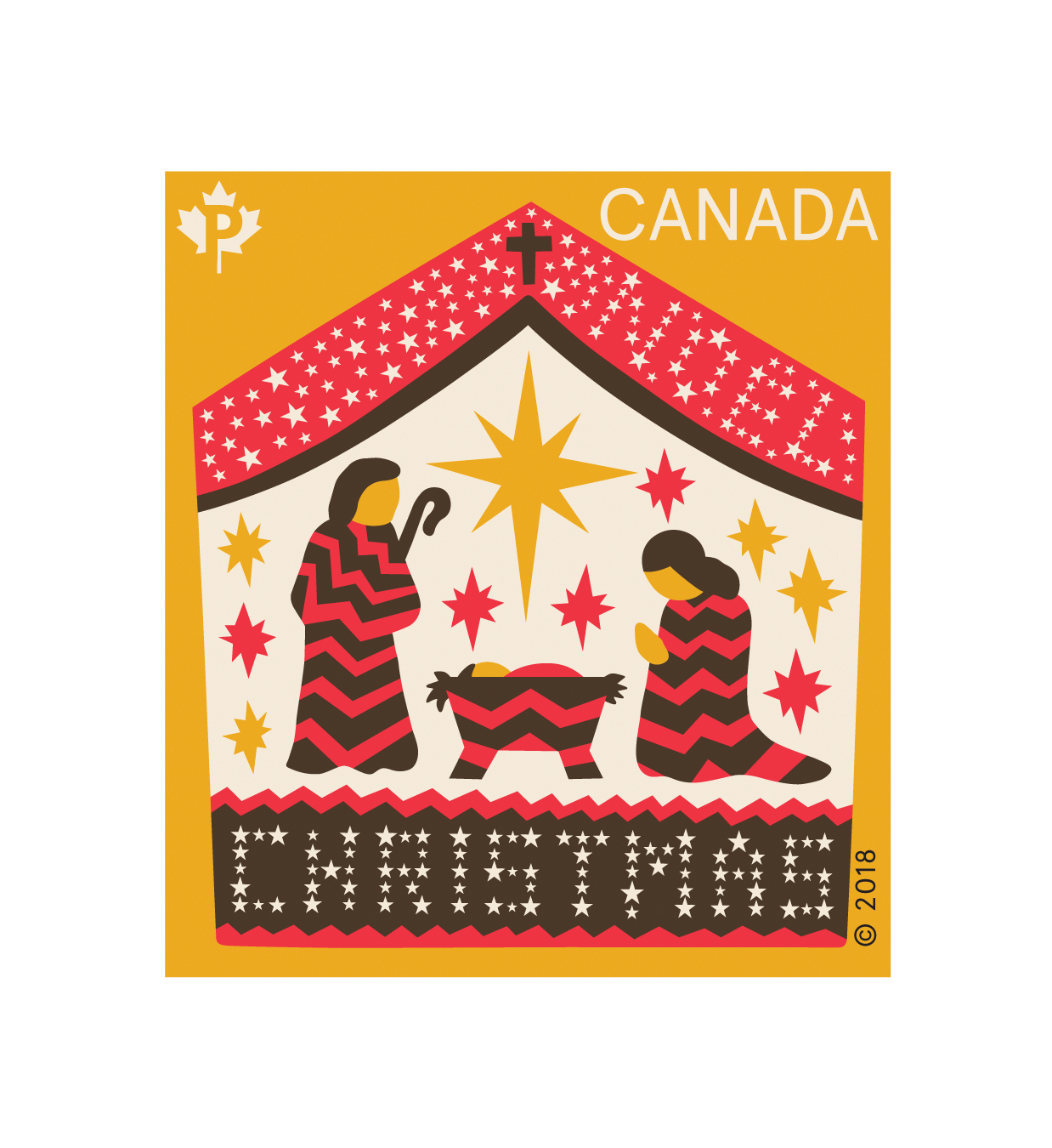 Prix D Un Carnet De 12 Timbres Noël (2018), Dans cette étable : Timbres Permanents au tarif du régime  intérieur - carnet de 12 - Postes Canada