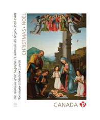 Un timbre PermanentMC du régime intérieur du carnet de 12 timbres « L’adoration des bergers » de Tommaso di Stefano Lunetti.