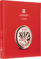 Album rouge orné du texte « Canada 2 Dollars Commemorative Coins », du drapeau du Canada, d’une représentation de pièce de 2 $, du logo de Lighthouse 
