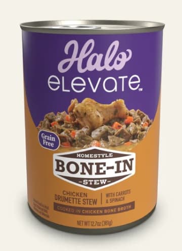 HALO ELEVATE HOMESTYLE BONE IN CHICKEN STEW WITH CARROTS SPINACH