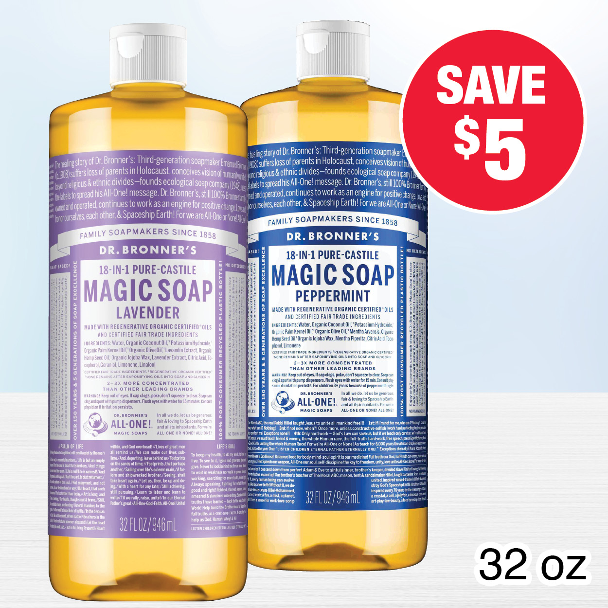 Dr Bronner's 32 oz Pure-Castile Liquid Soap