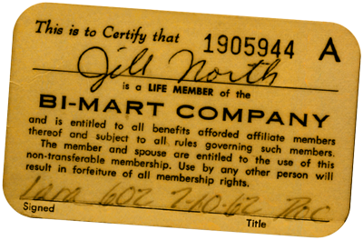 Vintage Bi-Mart membership card