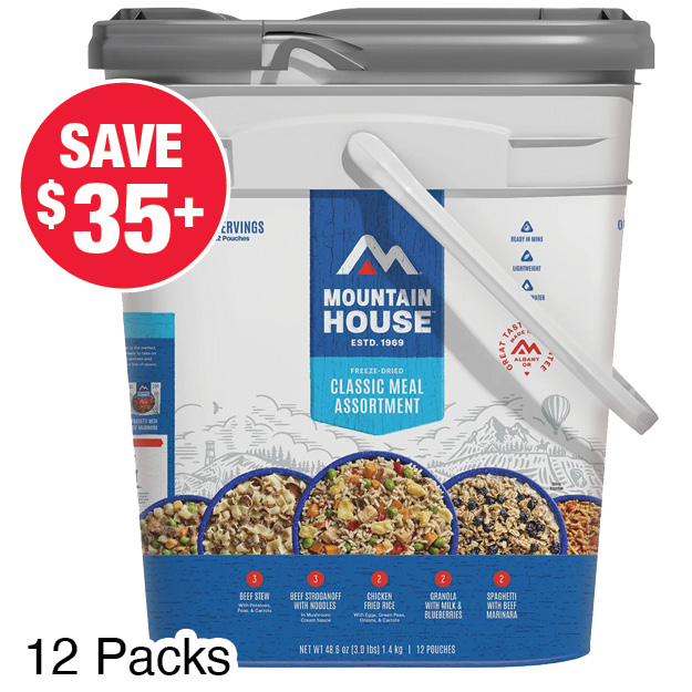 Mountain House 12 pk Just in Case Freeze-Dried Meal Bucket