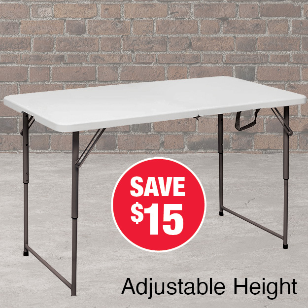 Momentum 4 ft Adjustable Height Bi-Fold Table