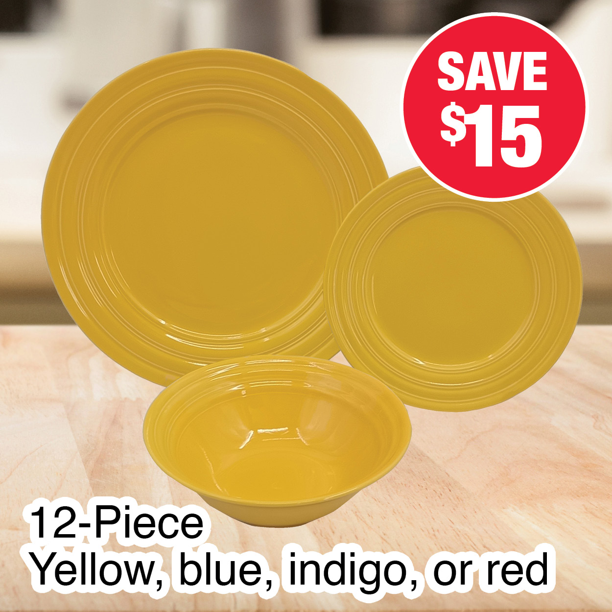 Gibson 12 pc Bright Side Breeze Dinnerware Set