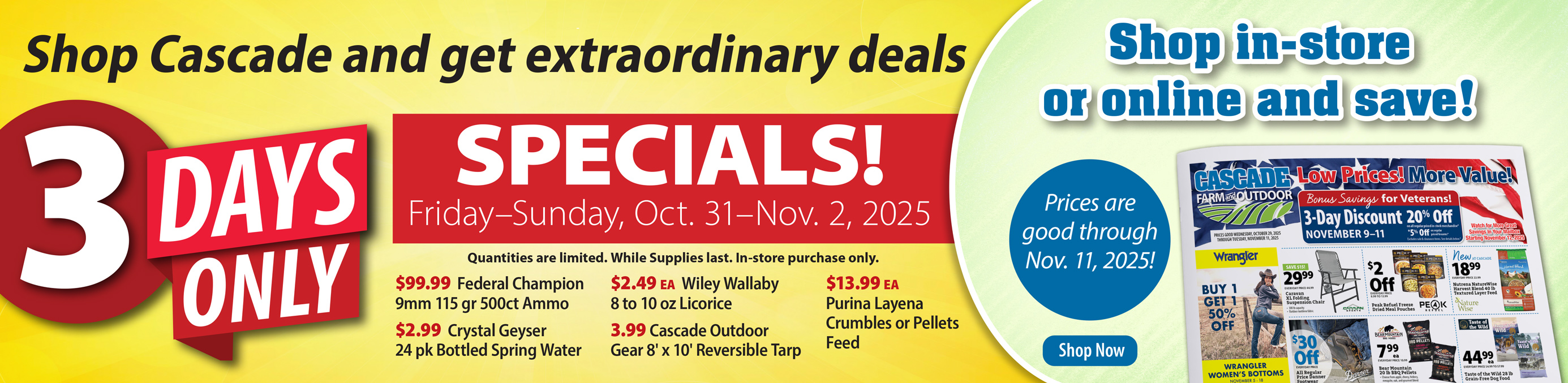 Shop Cascade Farm and Outdoor Homepage Banner