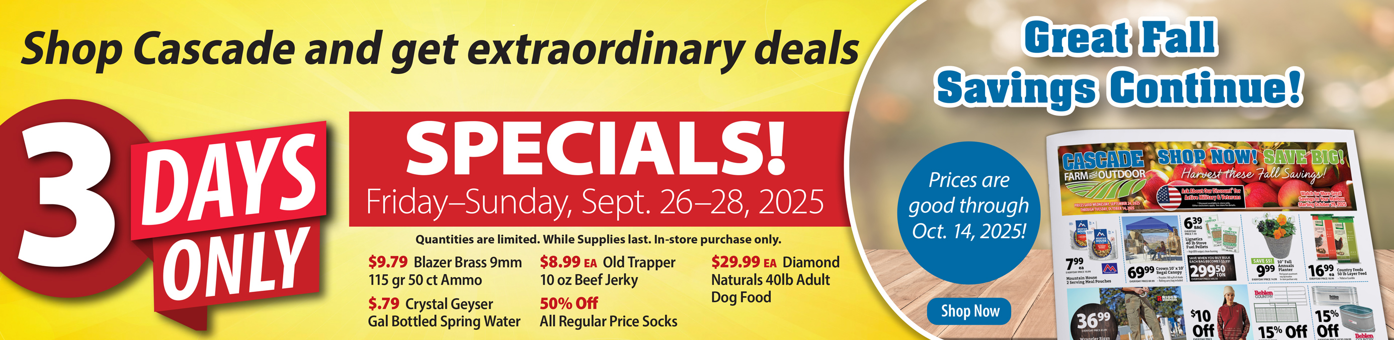 Shop Cascade Farm and Outdoor Homepage Banner