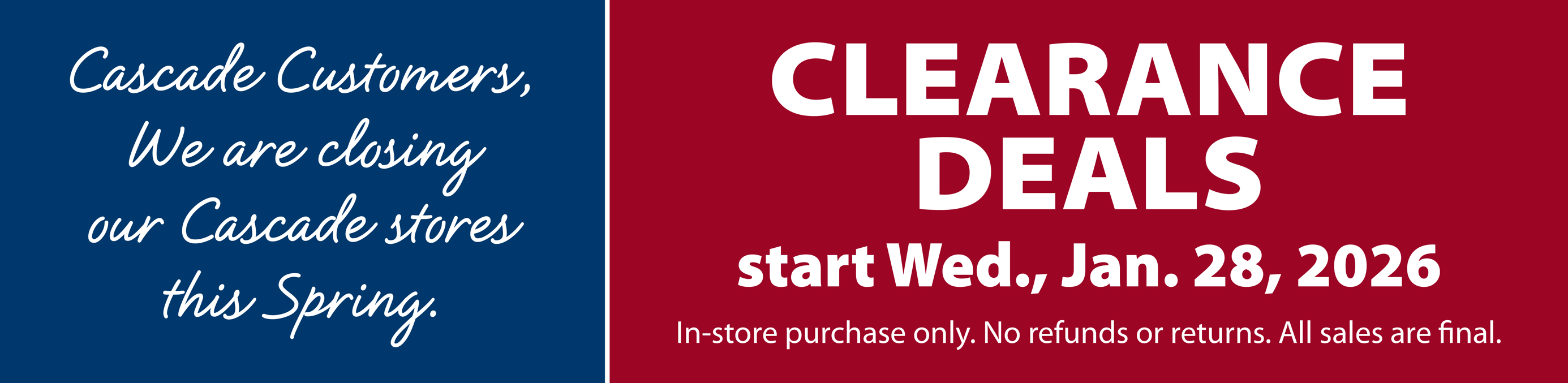 Shop Cascade Farm and Outdoor Homepage Banner