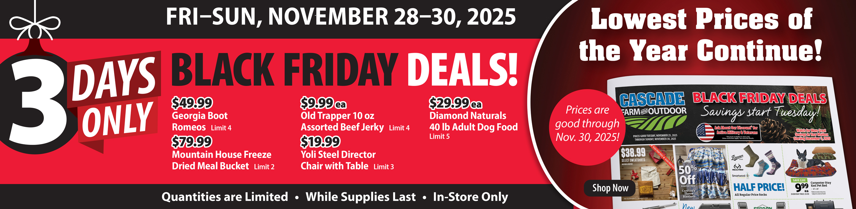 Shop Cascade Farm and Outdoor Homepage Banner