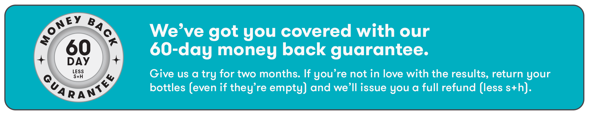 60-day money back guarantee banner