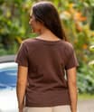 White Hibiscus - Chocolate Dyed Short Sleeve Scoop Neck T-Shirt