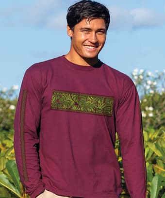 Monstera Band - Wine Dyed Long Sleeve Crewneck T-Shirt