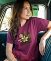 Plumeria Center - Wine Dyed Short Sleeve Scoop Neck T-Shirt