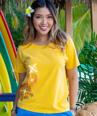 Pineapple Quilt - Pineapple Dyed Short Sleeve Scoop Neck T-Shirt