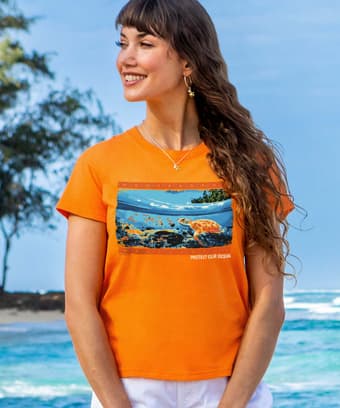 Protect Our Ocean Scenic - Apricot Dyed Short Sleeve Crewneck T-Shirt