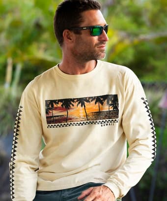 Sunset Dream - Coconut Dyed Long Sleeve Crewneck T-Shirt