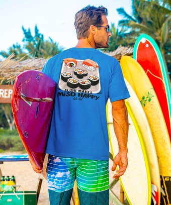 Miso Happy - Blue Hawaii Dyed Short Sleeve Crewneck T-Shirt